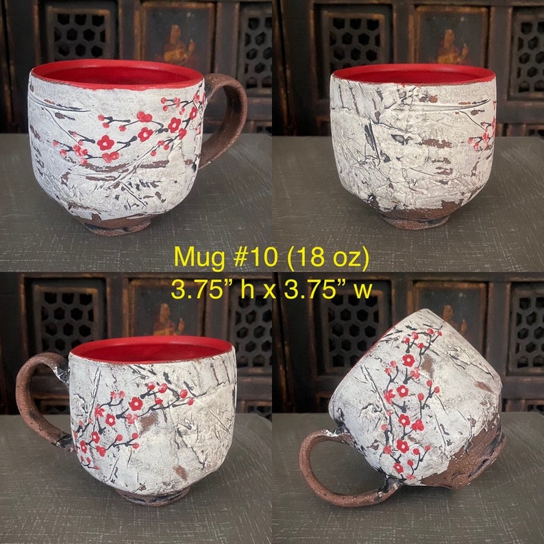Cherry Blossom Mug Hand Painted Cherry Blossoms Ceramic Handmade Mug Coffee Cup One of a Kind image 5