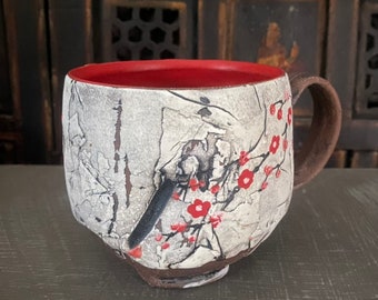 Cherry Blossom Mug - Hand Painted - Cherry Blossoms - Ceramic - Handmade Mug - Coffee Cup - One of a Kind