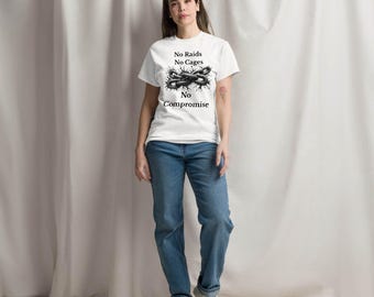 Immigration Rights Shirt | No Raids No Cages | Political Activist Protest Tee