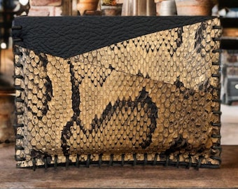 Snake leather card holder python leather wallet thin minimalist wallet for him exotic leather wallet Gift for dad