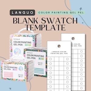 Plantilla de muestra en blanco para bolígrafo de gel de pintura de color Languo / Descarga instantánea (PDF y PNG) / Tabla de colores imprimible / Descarga instantánea