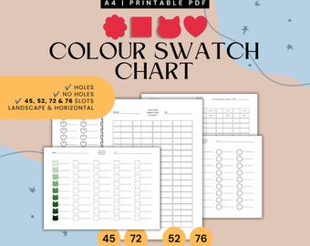 Blank Swatch Chart w/wo holes - 2 Layouts | 45-76 marker slots | Instant PDF Download