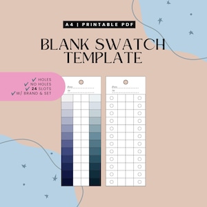 Plantilla de muestra en blanco: tabla de colores rectangular para pinturas y marcadores (descarga instantánea en PDF)