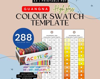GuangNa 288 Acrylic Marker Swatch Template | High Gloss Colour Chart (Digital PDF)