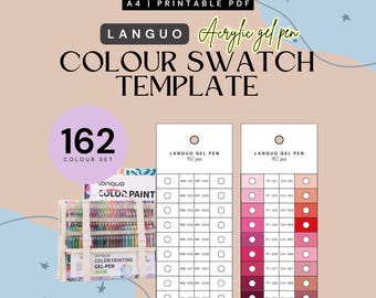 Languo 162 Acrylic Gel Pen Swatch Template | (Instant PDF Download)