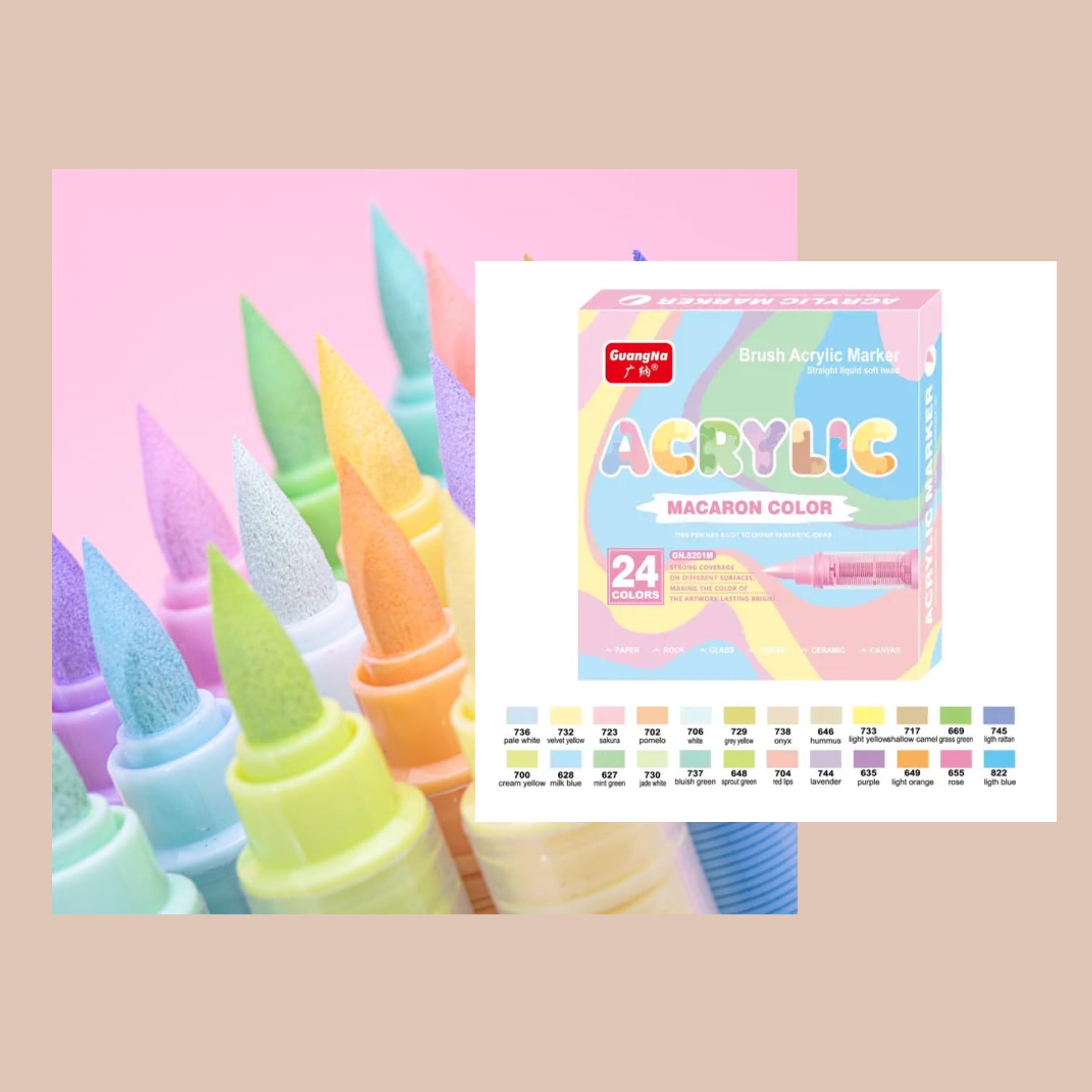 GuangNa マカロントーン 24色アクリルペイントマーカー カラー見本