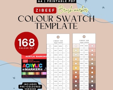 Zibeef 168-piece Acrylic Paint Markers Colour-organised Swatch