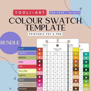 BUNDEL Staalsjabloon voor Tooli-Art PRO Color Series (10 sets) RECHTHOEKIG | Pdf direct downloaden | Sjabloon kleurstaal