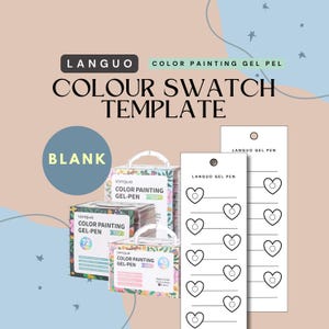 Blank Swatch Template for Languo Color Painting Gel Pen HEARTS | Instant Download (PDF & PNG) | Printable Colour Chart | Instant Download