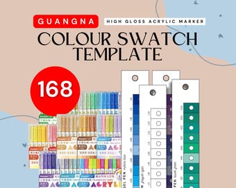 Guangna Acrylic Marker Swatch Template: 168 Color Chart (digital