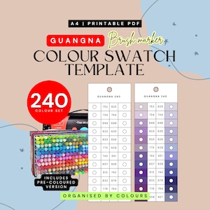 Guangna 360 Acrylic Marker Swatch Template | Colour Organised