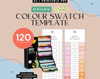 Ohuhu Akaka 120 Colours Acrylic Marker Swatch Template | Colour-Organised Chart | Printable PDF | Instant Download