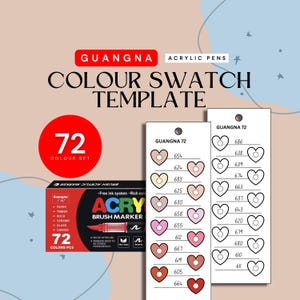 GuangNa 72-piece Acrylic Paint Markers Colour Swatch Template | Printable Template | Instant Download | Digital PDF | Colour Chart