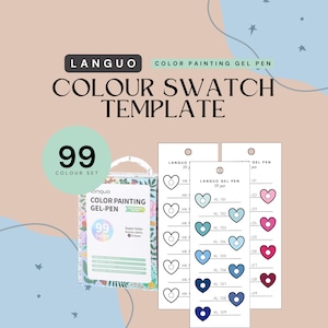 Languo Color Painting Gel Pen 99pcs Swatch Template HEART | Instant Download (PDF & PNG) | Printable Colour Chart | Instant Download