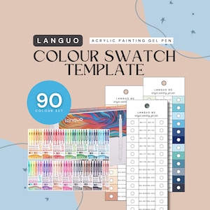 Languo acrylmarker staalkaart: 90 kleuren, afdrukbare sjabloon (pdf-download)