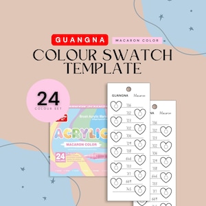 GuangNa Macaron tones 24-piece Acrylic Paint Markers Colour Swatch Colour Chart | Printable Template | Instant Download | Digital PDF