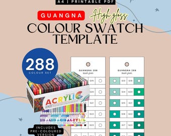 GuangNa 288 Acrylic Marker Swatch Template | High Gloss Colour Chart (Digital PDF)