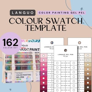 Languo Farbmalerei Gelstift 162 Stück Swatch-Vorlage | Sofortiger Download (PDF & PNG) | Druckbare Farbkarte | Sofort Download