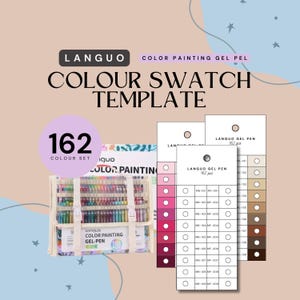 Languo Color Painting Gel Pen 162 pcs Swatch Template | Instant Download (PDF & PNG) | Printable Colour Chart | Instant Download