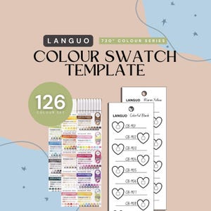 Languo Acrylic Marker Swatch Template for Colour Series | 14 Sets x 9 Colours | Printable Colour Chart | Instant Download | Digital PDF