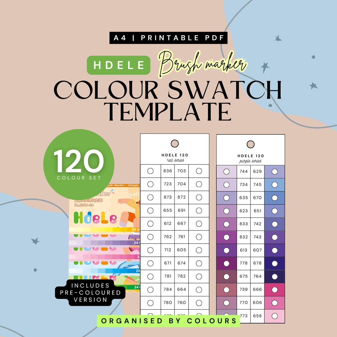 Hdele 120-piece Acrylic Marker Swatch Template | Colour Chart