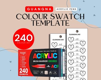 GuangNa 240-teilige Acrylfarben-Marker-Farbmuster-Vorlage | Druckbare Farbkarte | Sofortdownload | Digitales PDF