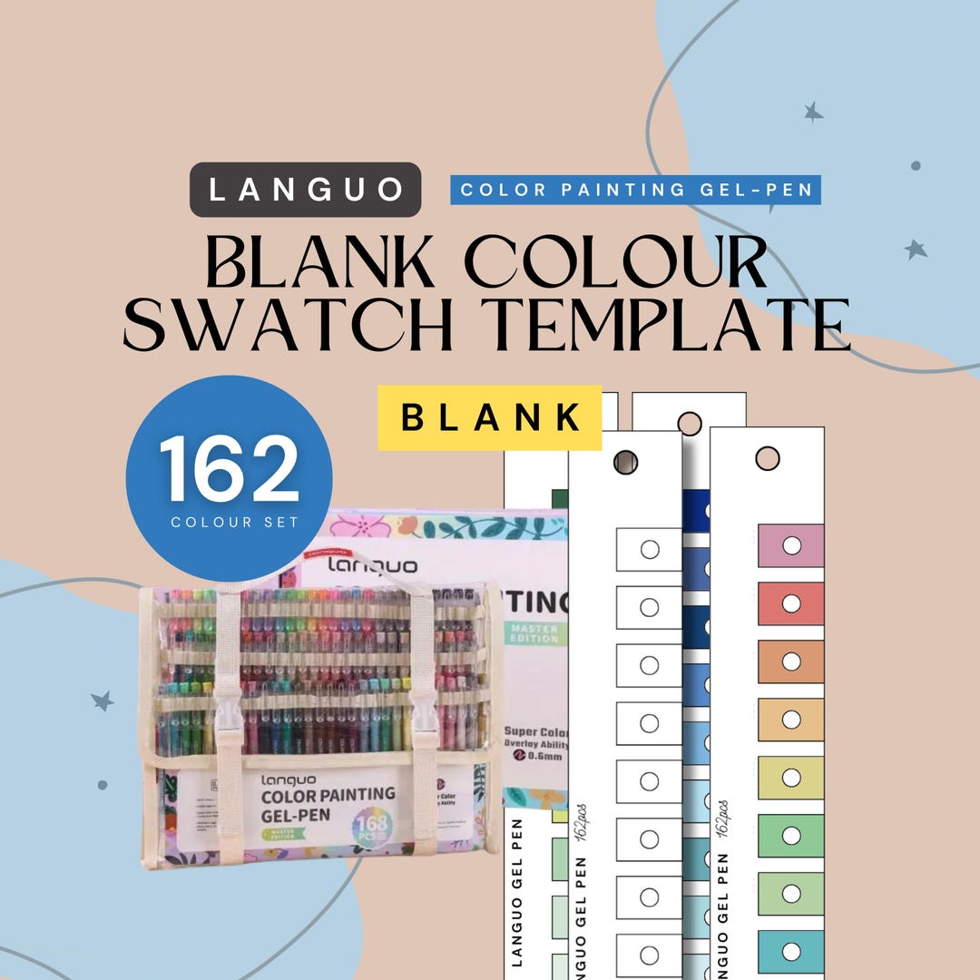 Languo Gel Pen Swatch Template: 162 Color Chart (PDF & PNG Download) - Etsy