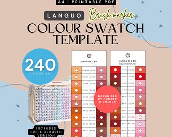 Languo 240 Acrylic Marker Swatch Template | Printable Colour Chart (Digital PDF)