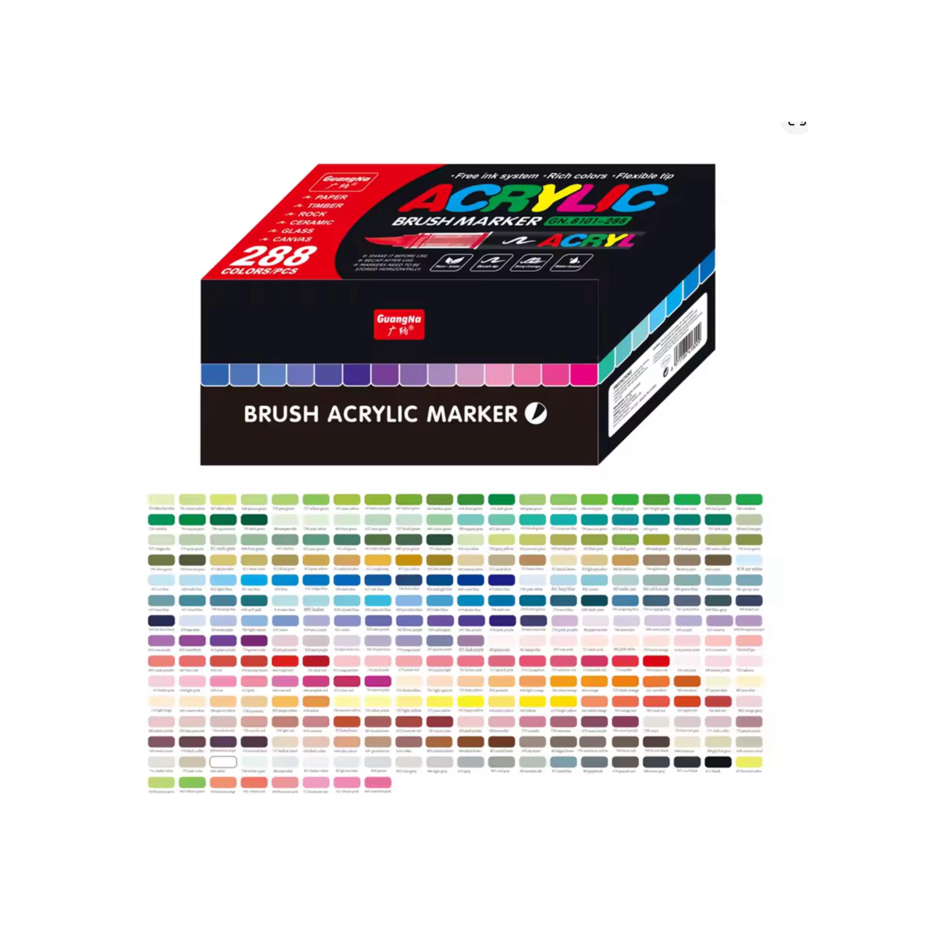 GuangNa 288ピース アクリルペイントマーカー カラー整理見本