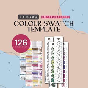 Languo Acrylic Marker Swatch Template for Colour Series | 14 Sets x 9 Colours | Printable Colour Chart | Instant Download | Digital PDF