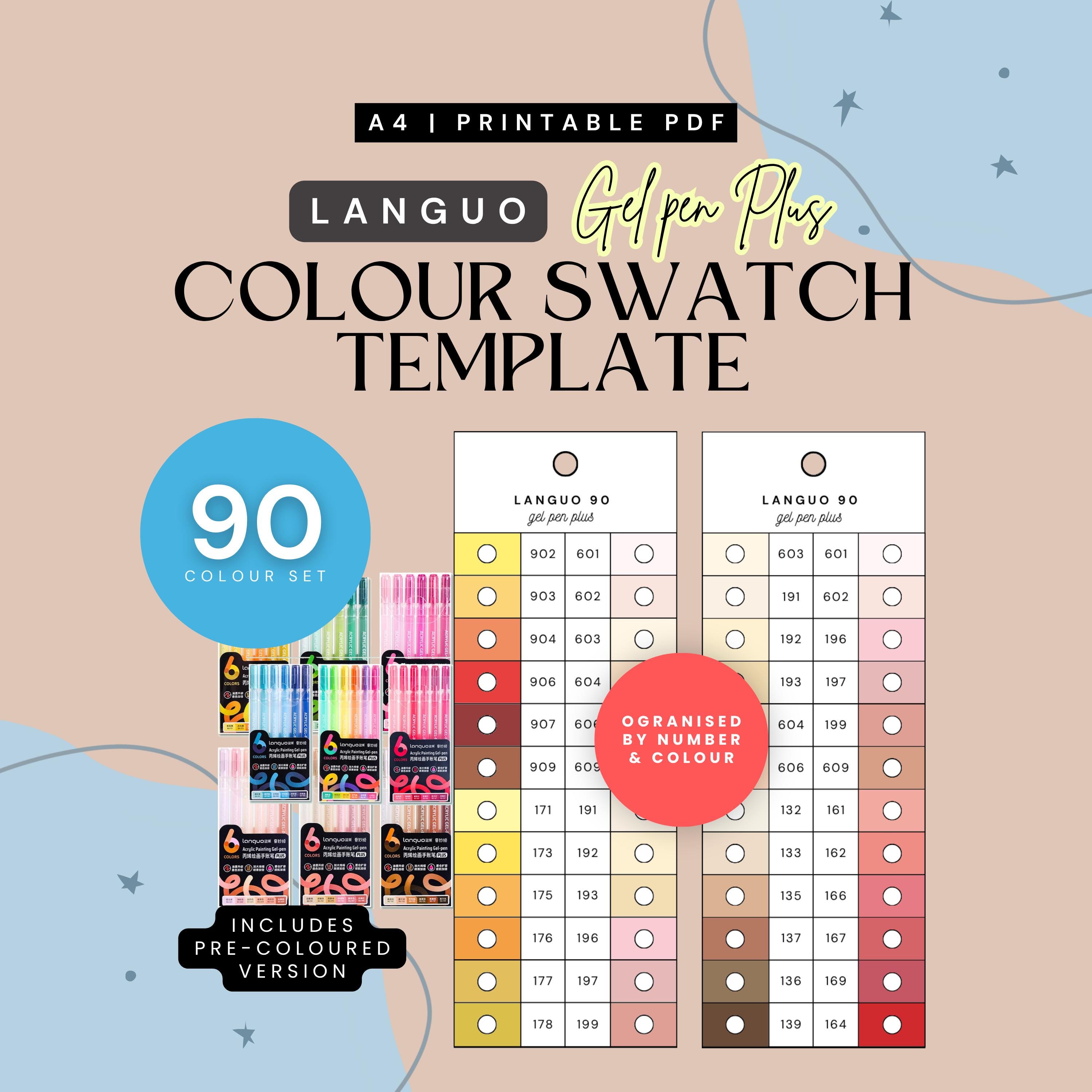 Languo 90 Acrylic Gel Pen PLUS Swatch Chart | (PDF Download) - Etsy