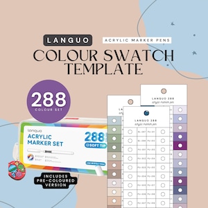 Languo 288-teilige Acrylfarbenmarker Farborganisierte Swatch-Vorlage | Druckbare Farbkarte | Sofortdownload | Digitales PDF