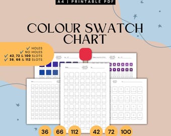 Blank Swatch Chart w/wo holes - 2 Layouts | 36-112 marker slots | Instant PDF Download
