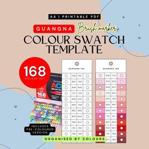 GuangNa 288 アクリルマーカー見本テンプレート | 色分けチャート