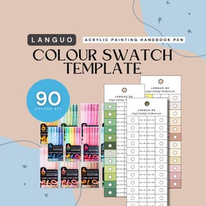 Languo 90-piece Acrylic Painting Gel Pen Swatch Template for | Printable Colour Chart | Instant PDF Download