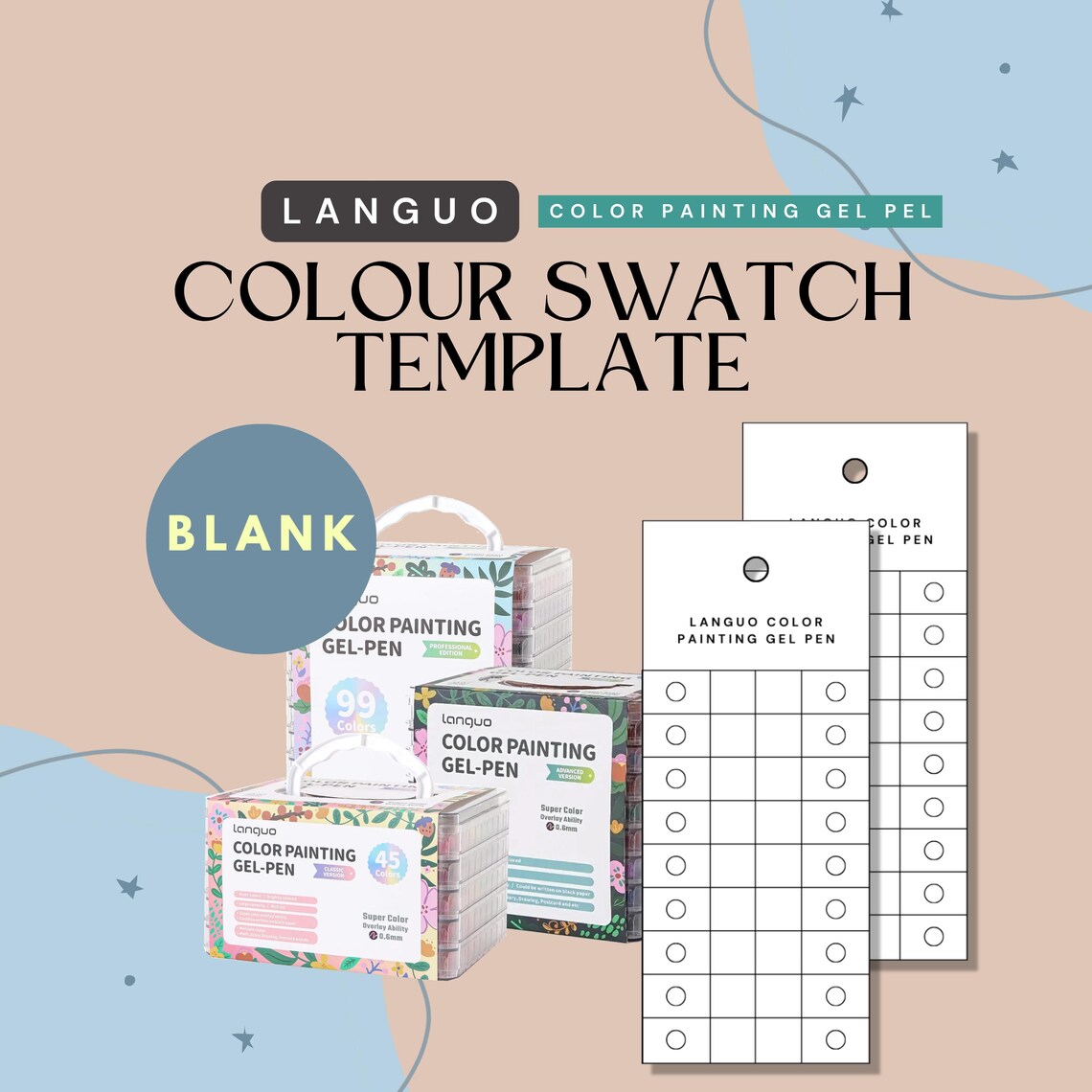 Blank Swatch Template for Languo Color Painting Gel Pen | Instant ...