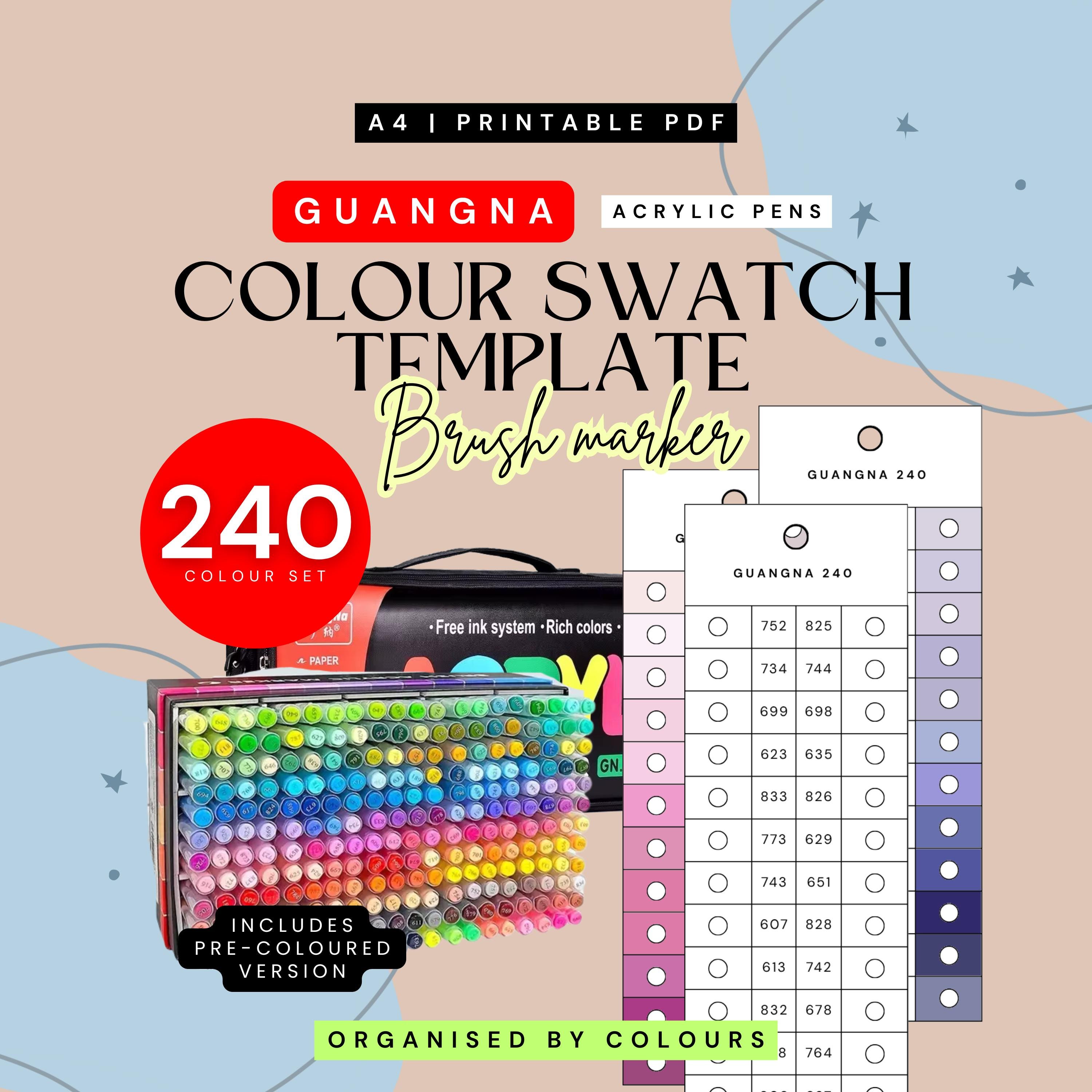 GuangNa 240 アクリルマーカー見本テンプレート | 色分け済みPDF