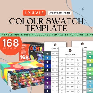 Lyuvie 168-delige acrylverfmarkeringen sjabloon kleurstaal + gekleurd voor digitaal gebruik | Afdrukbaar | Direct downloaden | Digitale pdf