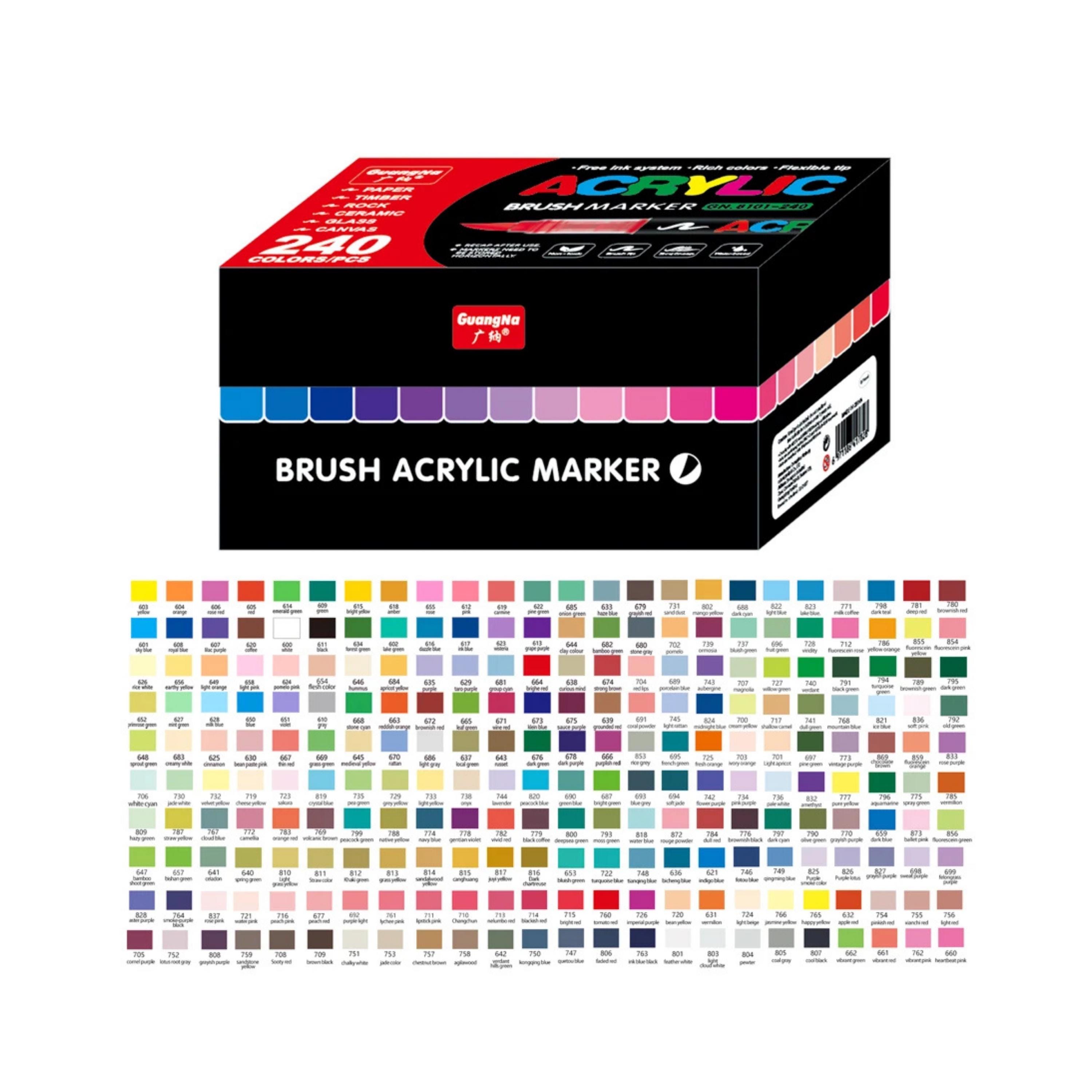 GuangNa 240ピース アクリルペイントマーカー カラー整理見本