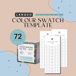 Languo Color Painting Gel Pen 72pcs Swatch Template | Instant Download (PDF & PNG) | Printable Colour Chart | Instant Download