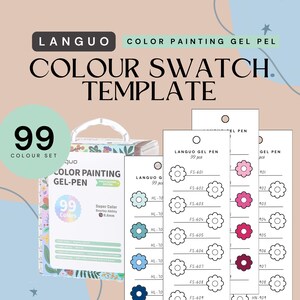 Languo kleurverf-gelpen 99-delig staalsjabloon BLOEMEN | Directe download (pdf en png) | Afdrukbare kleurenkaart | Direct downloaden
