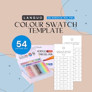 Languo 3D Acrylic Painting Gel Pen 54pcs Swatch Template | Instant Download (PDF & PNG) | Printable Colour Chart | Instant Download
