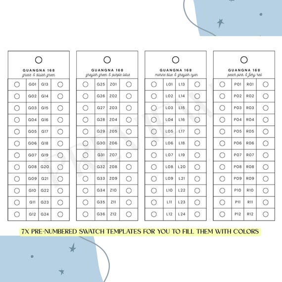 GuangNa 168ピース 高光沢アクリルマーカー スウォッチテンプレート