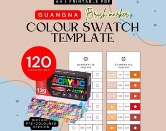 GuangNa 120 Acrylic Marker Swatch Template | Colour Organised Chart (Digital PDF)