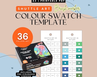 Shuttle Art 36 Colors Acrylic Paint Marker Swatch Template (Digital PDF)