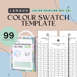 Languo Farbmalerei Gelstift 99Stk Swatch Template | Sofortiger Download (PDF & PNG) | Druckbare Farbkarte | Sofort Download