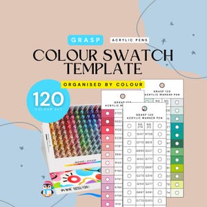 Modèle d'échantillon de 120 marqueurs de peinture acrylique, organisés en couleur | Nuancier imprimable | Téléchargement instantané | PDF numérique
