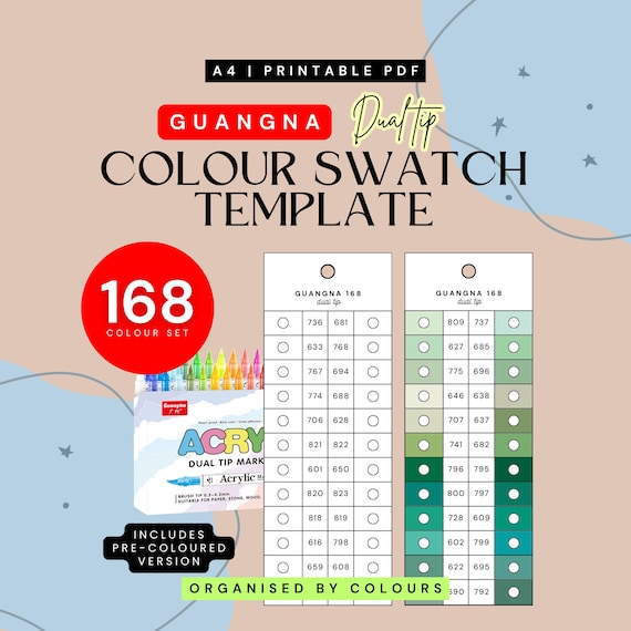 Guangna 168-piece Dual Tip Acrylic Markers Colour-organised Swatch