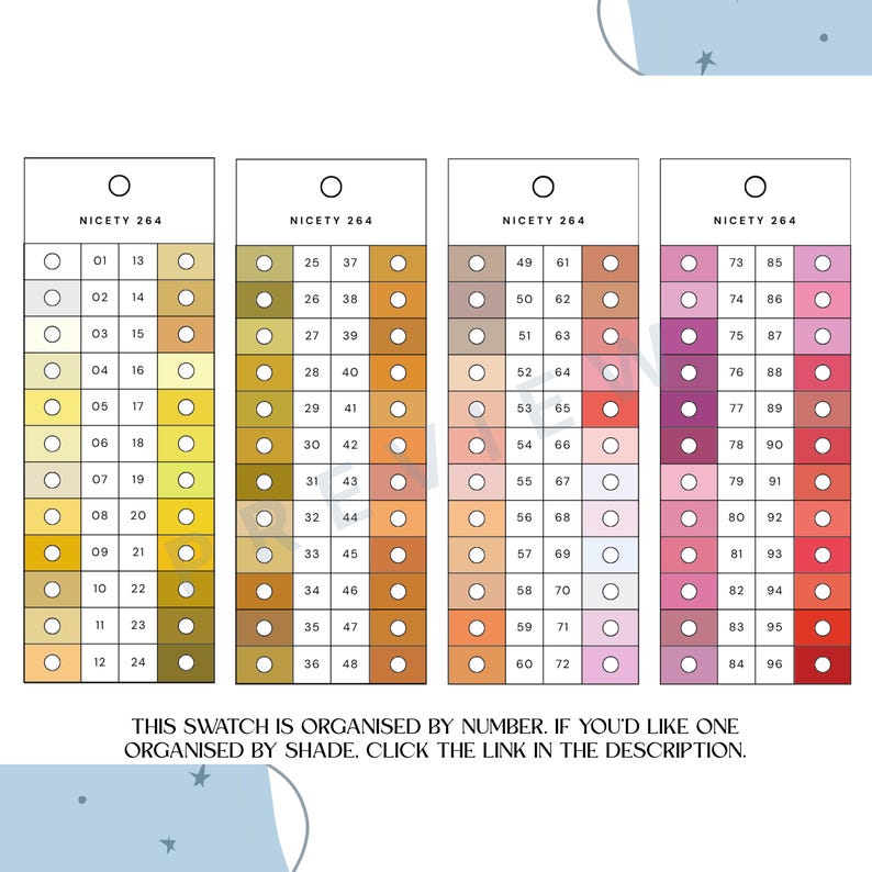Nicety 264-piece Acrylic Paint Markers Swatch Template | Printable ...
