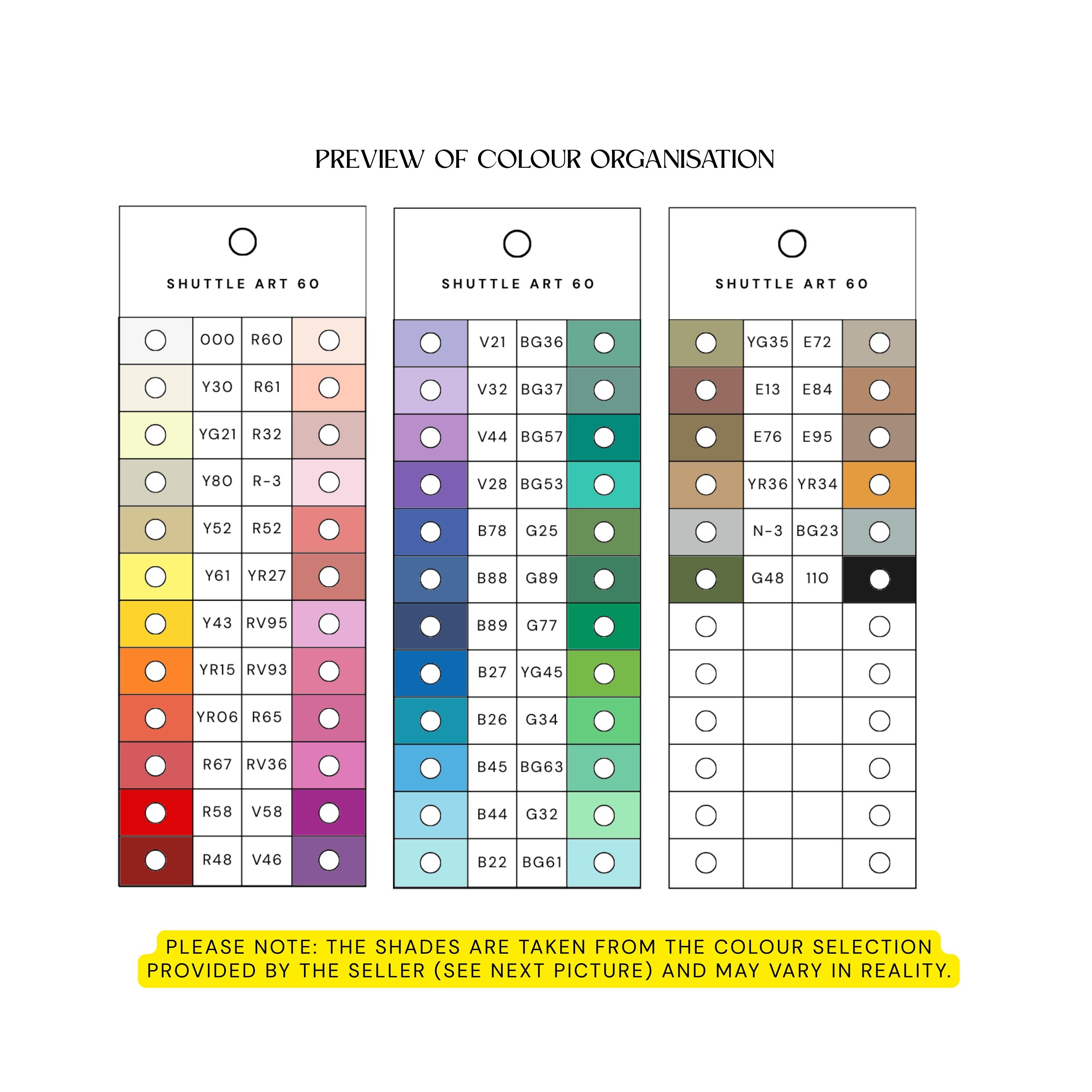 Shuttle Art 60-piece Acrylic Paint Markers Colour-organised Swatch